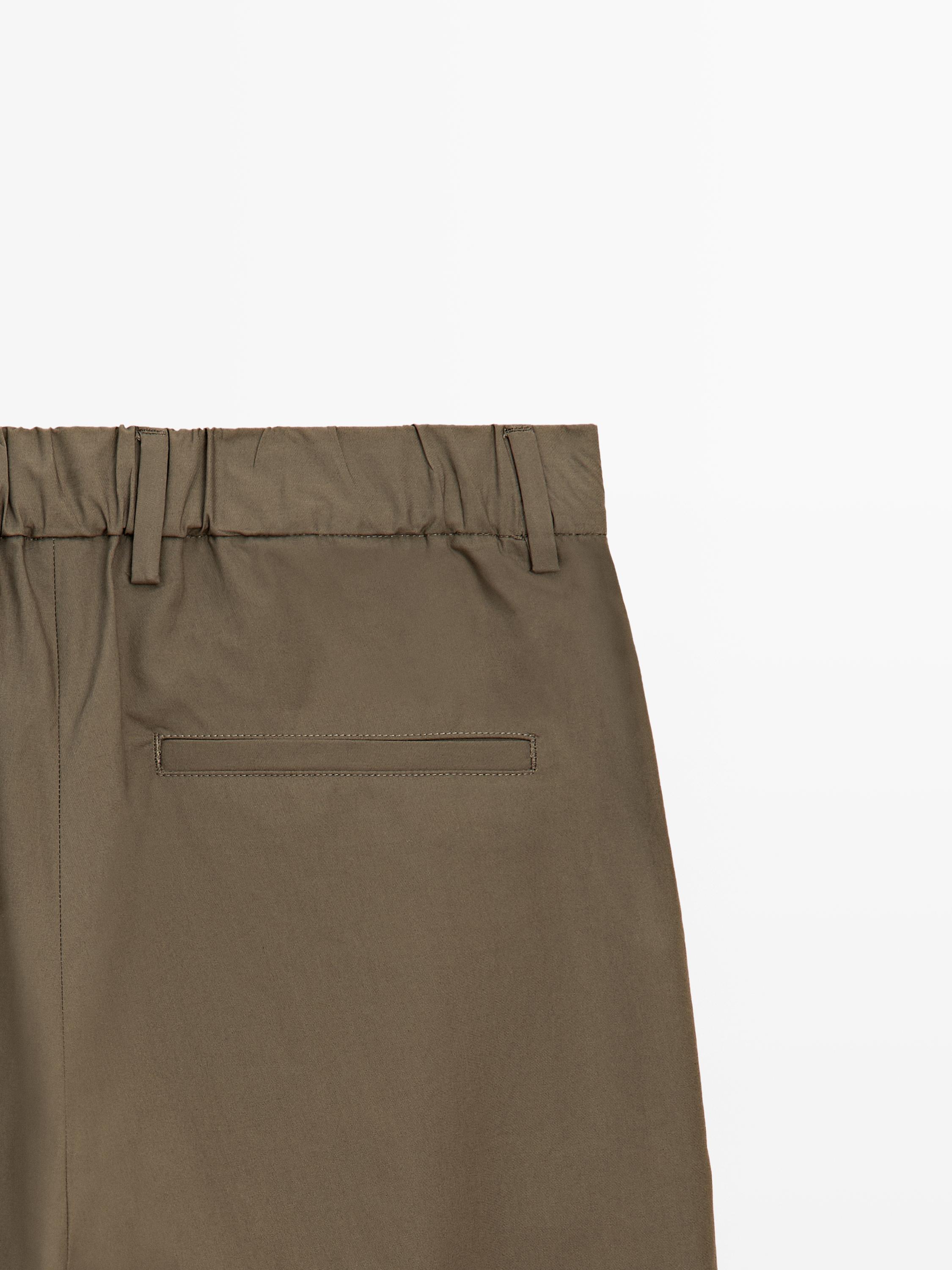 Cotton trousers with double darts